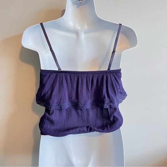 Garage XS Navy Tank Top Elastic Top and Bottom Sleeveless Cropped Top - Picture 5 of 9